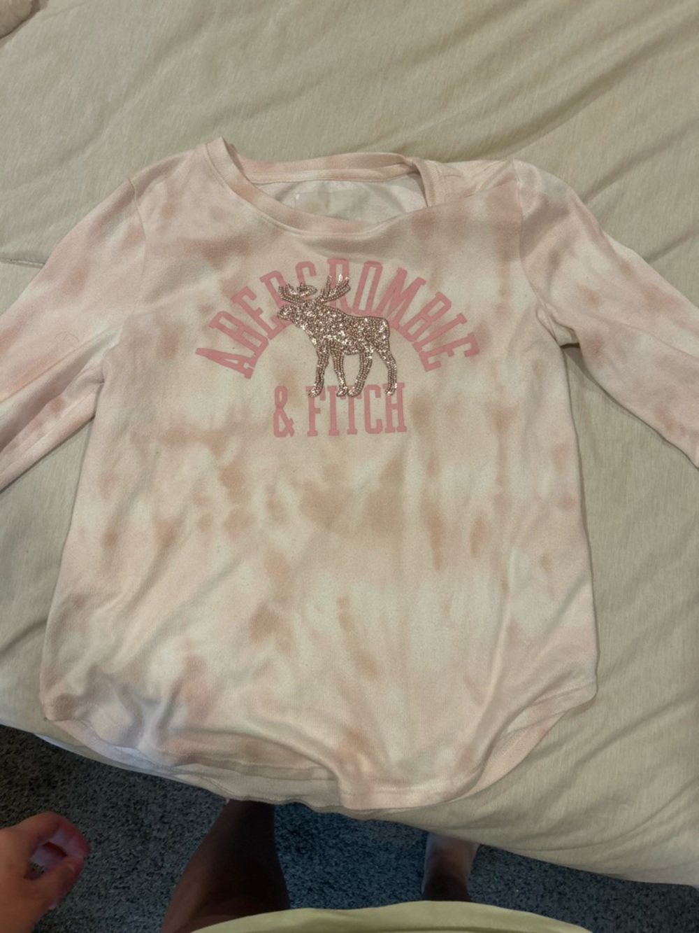 abercrombie kids Pink Tie-Dye Long Sleeve Tee with Glitter Moose